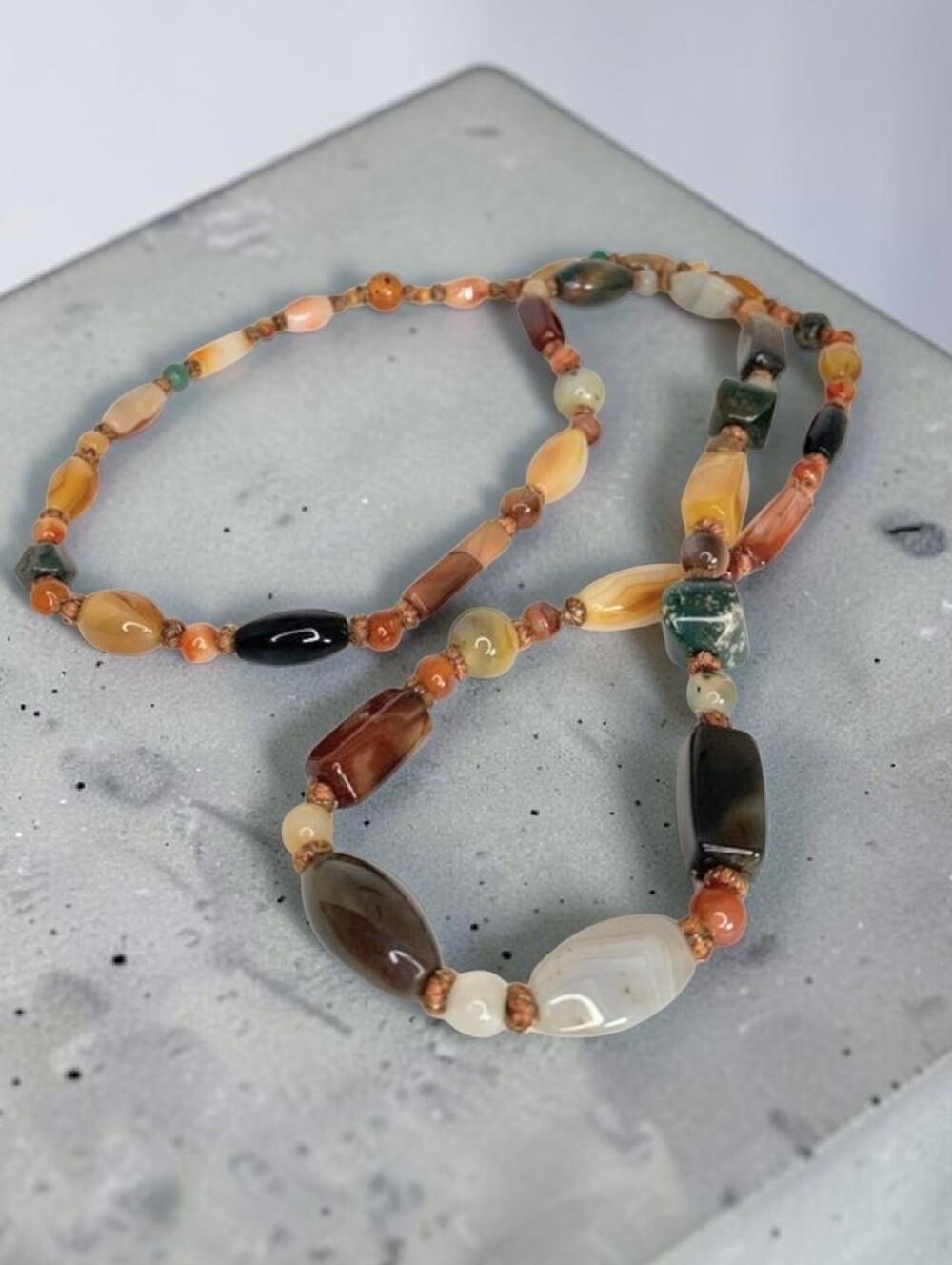 Vintage Multi-Color Polished Gemstone Bead Necklace - Picture 3 of 5